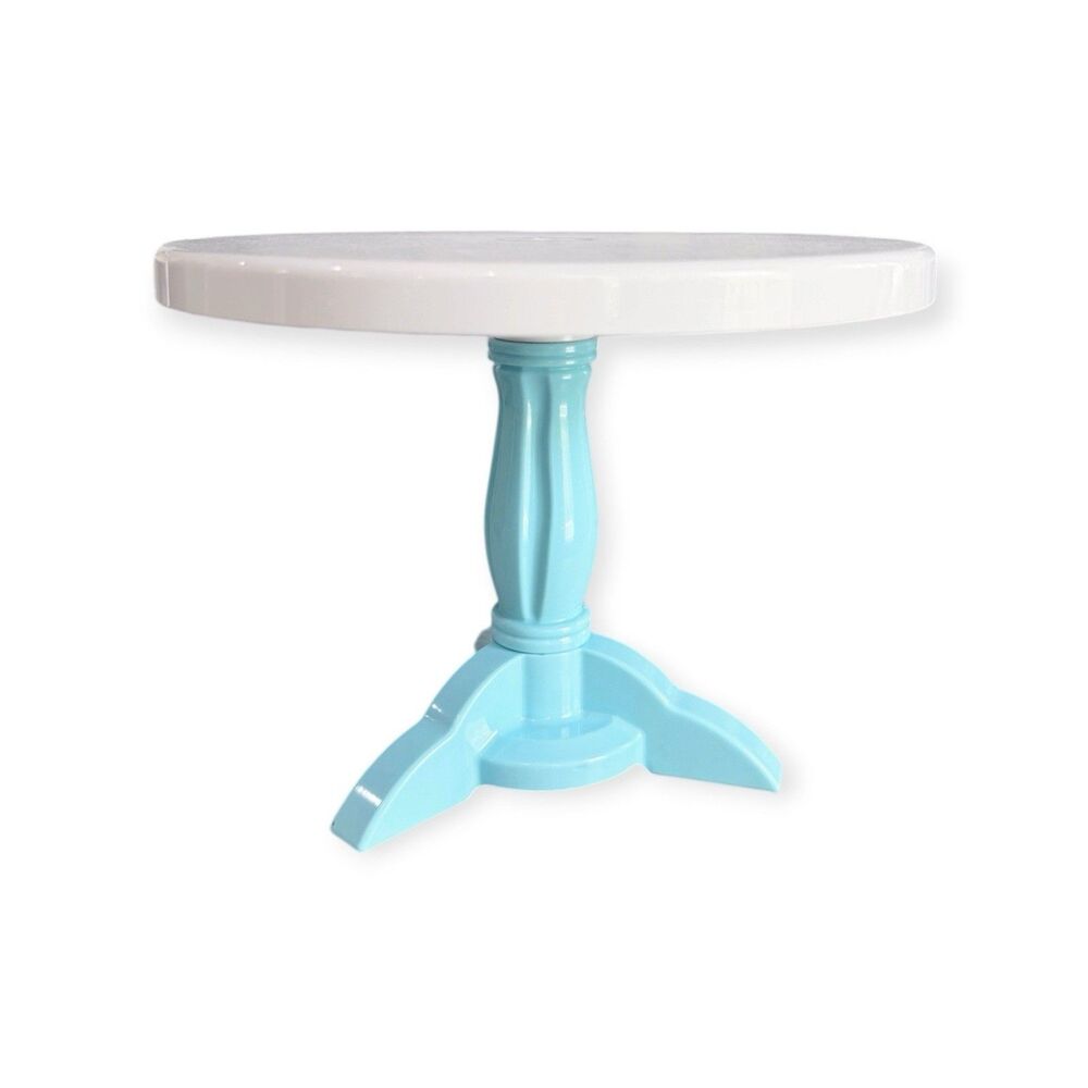 My Life As 18" Doll Furniture Dining Table White Round Top Light Blue Base